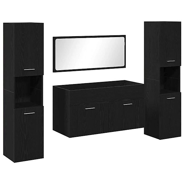 vidaXL Badezimmermöbel Set Wandmontiert 4-Tlg Schwarz Eichen-Optik 3334325 günstig online kaufen
