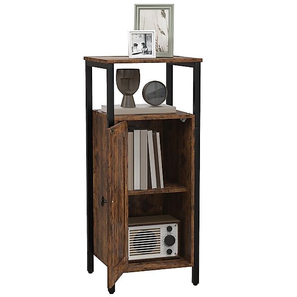 HOMCOM Beistelltisch  Spanplatte Stahl Rustikal-Braun 34L x 30B x 80H cm günstig online kaufen