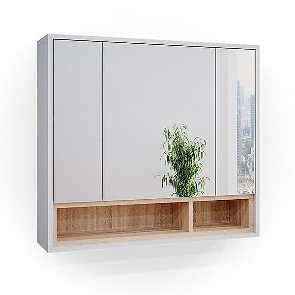 Vicco Badspiegelschrank Beatrice Weiß/Sonoma 80 x 72 cm günstig online kaufen