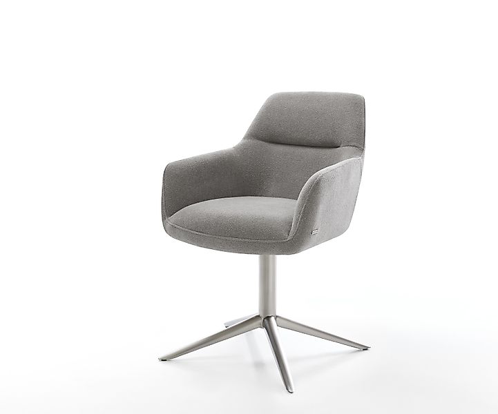 Drehstuhl Pejo-Flex Strukturstoff Soft Grau Fußkreuz Edelstahl 360° drehbar günstig online kaufen