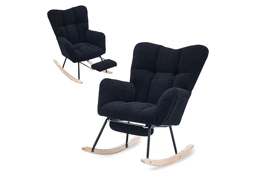 SeedWave Schaukelstuhl Teddy Schaukelsessel Wohnzimmer mit Fußstütze und Se günstig online kaufen