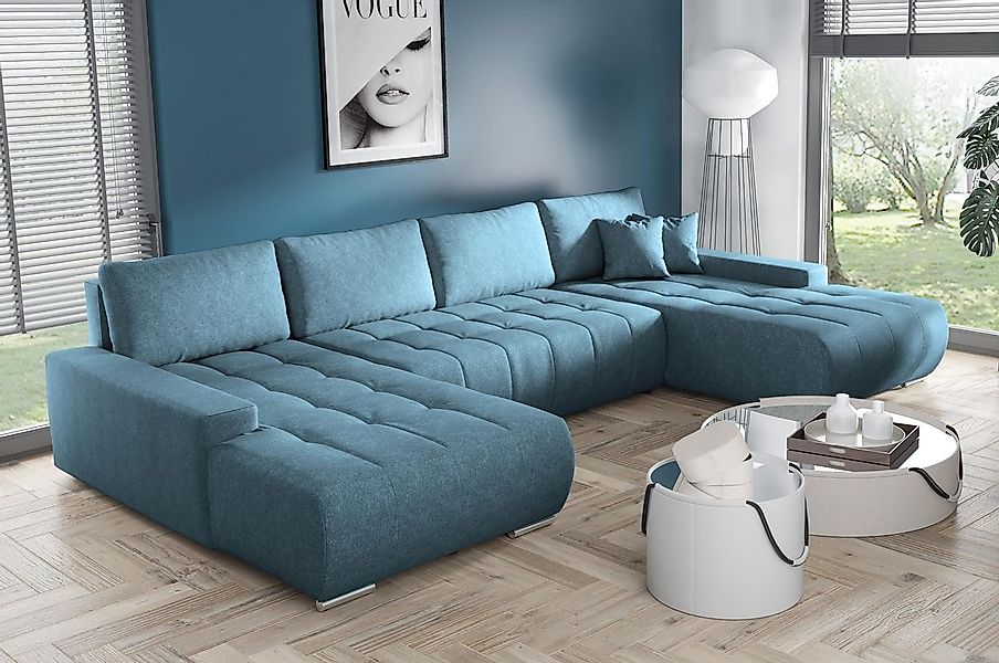 Compleo Ecksofa mit Schlaffunktion aus Velourstoff günstig online kaufen