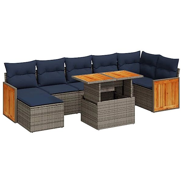 vidaXL 8-Tlg Garten-Sofagarnitur mit Kissen Braun Poly Rattan Akazie 332774 günstig online kaufen