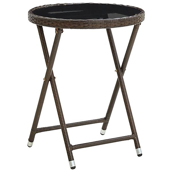 vidaXL Beistelltisch Braun 60 cm Poly Rattan und Hartglas 310560 günstig online kaufen
