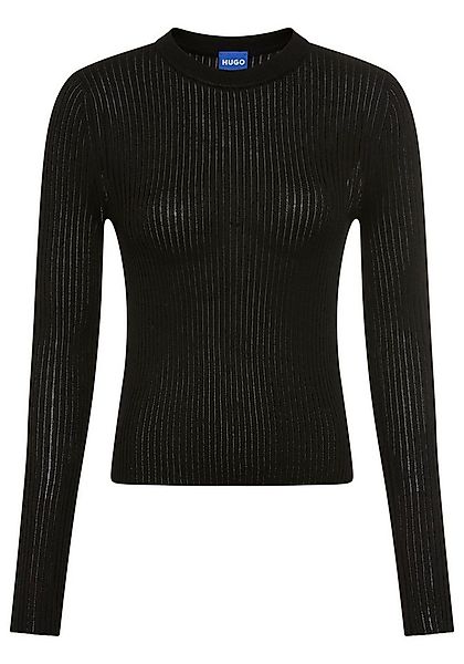 HUGO Blue Rundhalspullover Somya Rippstrick im Viskosemix günstig online kaufen