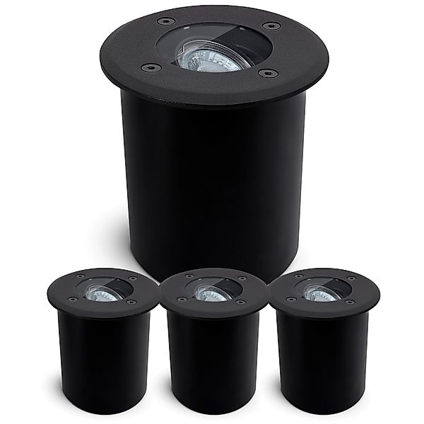 SSC-LUXon 4er Set Juavi Bodeneinbaustrahler Schwarz Rund IP67 für GU10 Fahr günstig online kaufen
