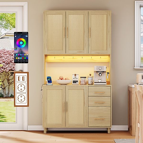 Flieks Küchenbuffet mit LED-Beleuchtung, Steckdosen und günstig online kaufen