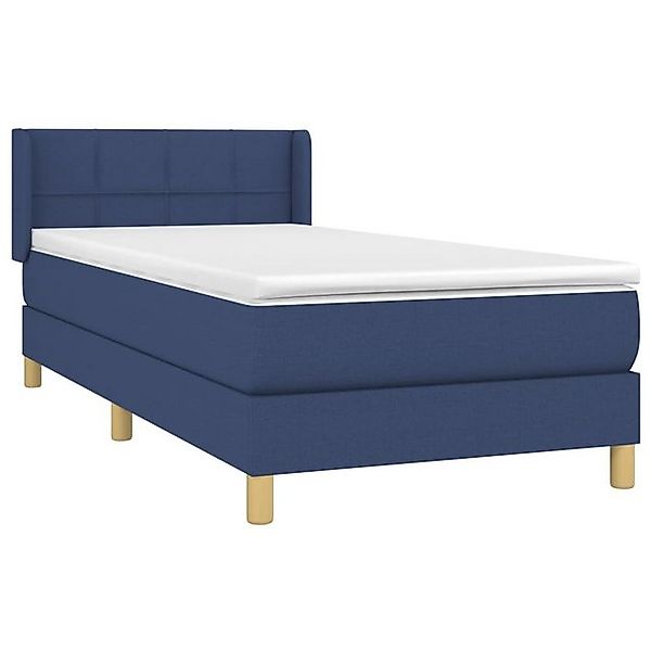 vidaXL Bett Boxspringbett mit Matratze Blau 90x200 cm Stoff günstig online kaufen