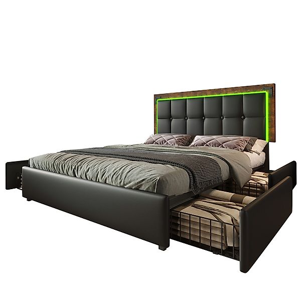 Flieks Polsterbett, LED Doppelbett 140x200cm mit günstig online kaufen