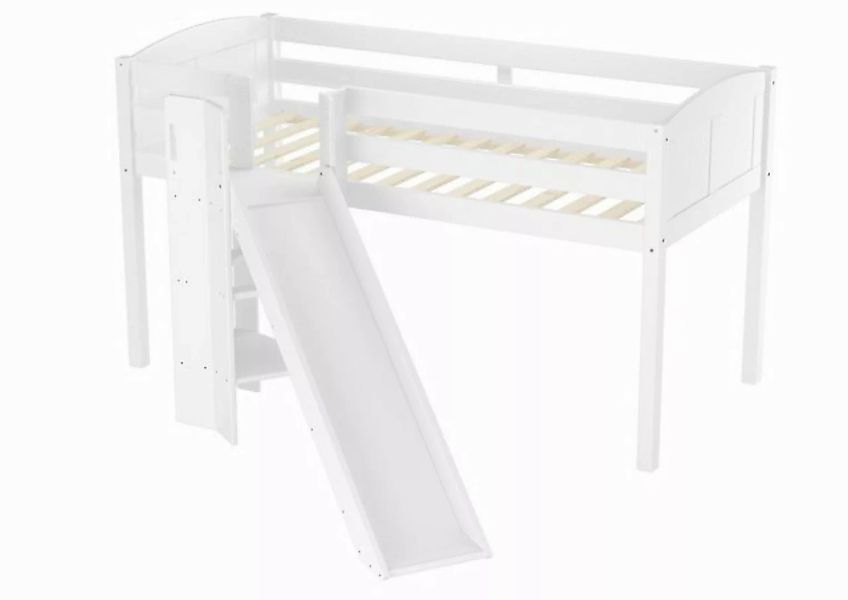 ERST-HOLZ Bett Schönes Spielbett für Kinder mit Rutsche 90x200 Kiefer weiß, günstig online kaufen