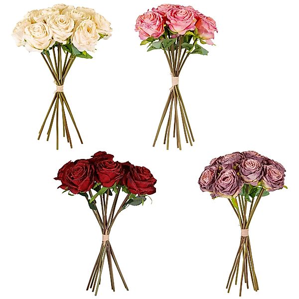 Kunstblume Rosen künstlicher Blumenstrauß in Trockenoptik günstig online kaufen