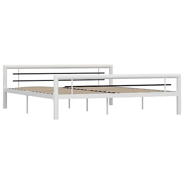 vidaXL Bettgestell Bettgestell Weiß und Schwarz Metall 180x200 cm Bett Bett günstig online kaufen