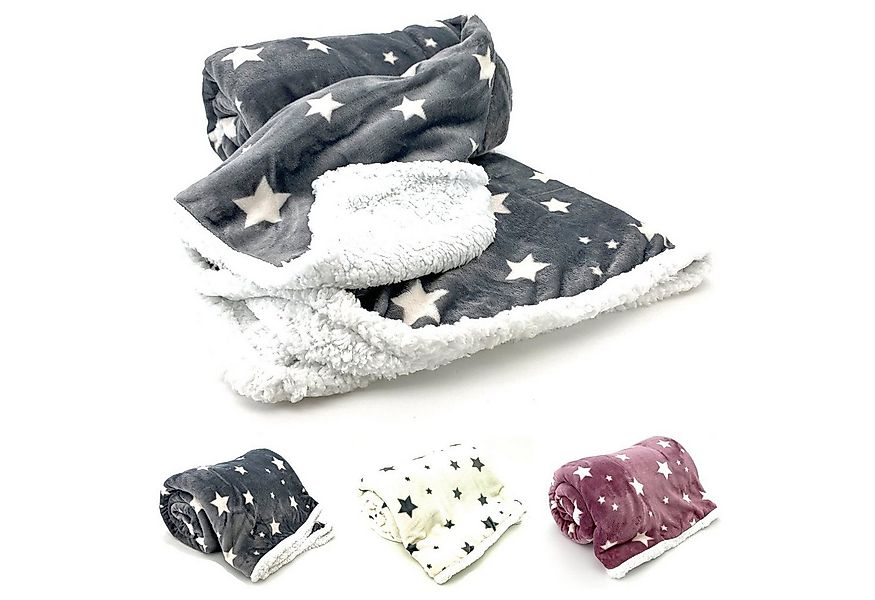 Wohndecke Soft Flanell Sterne Kuscheldecke mit Sherpa Fell, heimtexland, So günstig online kaufen