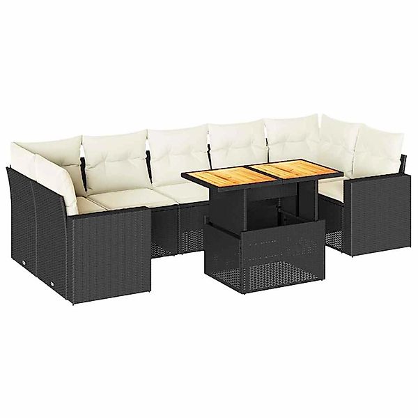 vidaXL 8-Tlg Garten-Sofagarnitur mit Kissen Schwarz Poly Rattan 3327010 günstig online kaufen