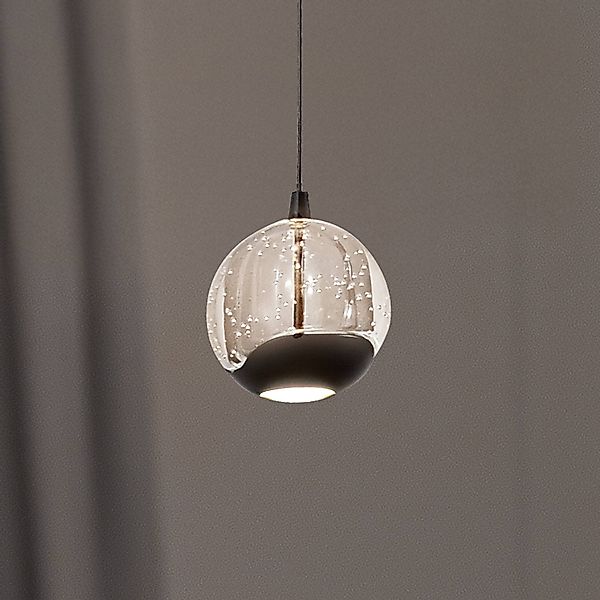 Lucande LED-Pendellampe Hayley, schwarz, 1-flg., Glas günstig online kaufen