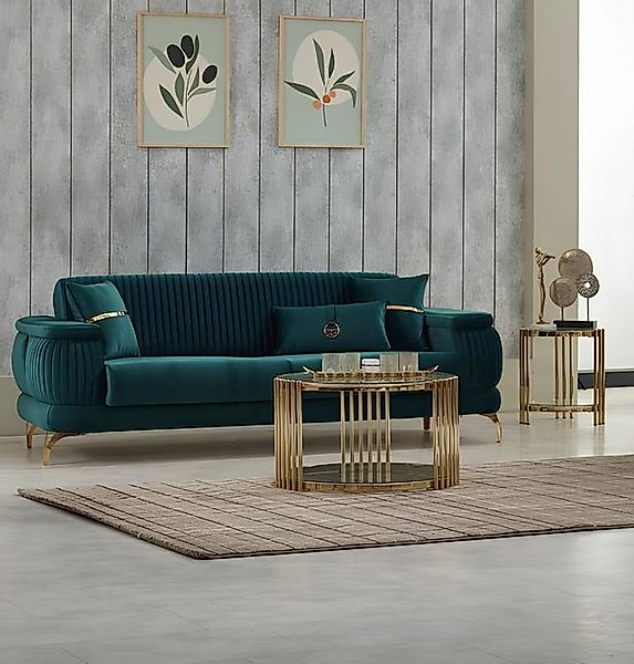 JVmoebel Sofa Luxus Dreisitzer Sofa Stoffsofa Polstersofa Grün Couch 3 Sitz günstig online kaufen