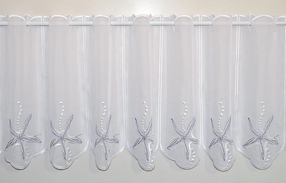 Stickereien Plauen Scheibengardine "Seestern" Stangendurchzug 1 Stk. tlg. günstig online kaufen