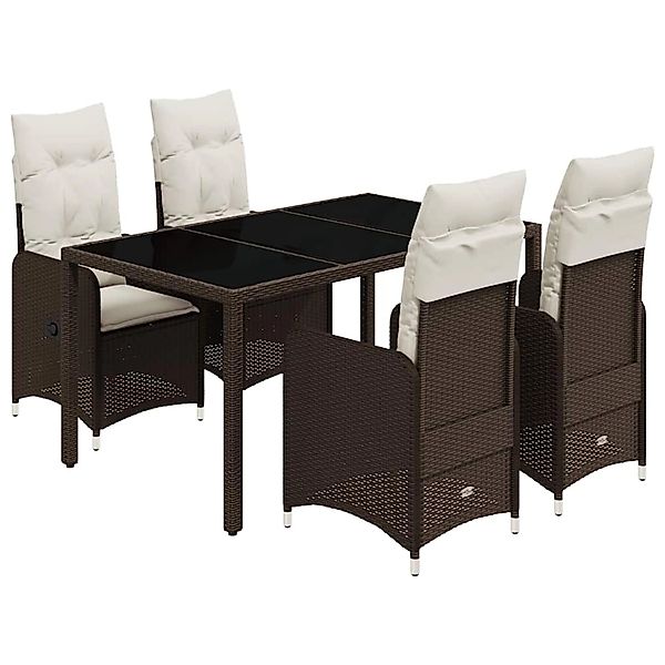 vidaXL 5-Tlg Garten-Bistro-Set mit Kissen Braun Poly Rattan 3277066 günstig online kaufen