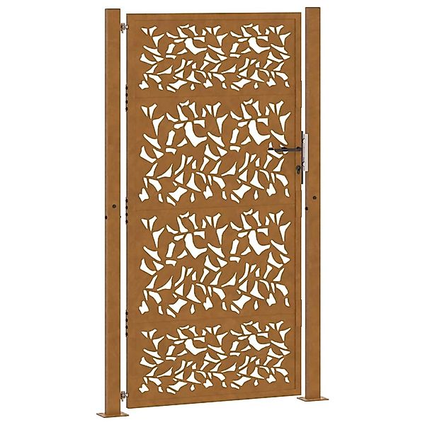 vidaXL Gartentor 105 x 180 cm Wetterfester Stahl Blattdesign 4100967 günstig online kaufen
