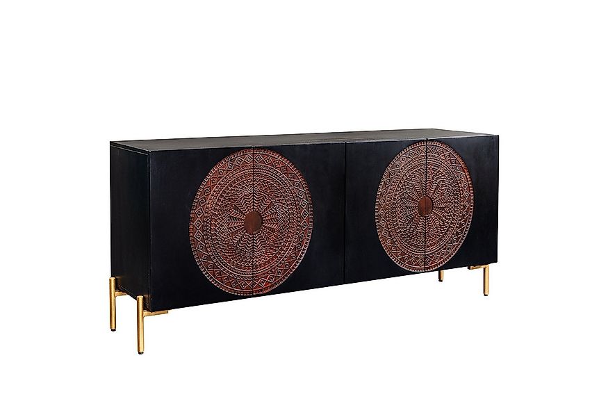riess-ambiente Sideboard MANDALA 160cm schwarz / gold · Massivholz-Kommode günstig online kaufen