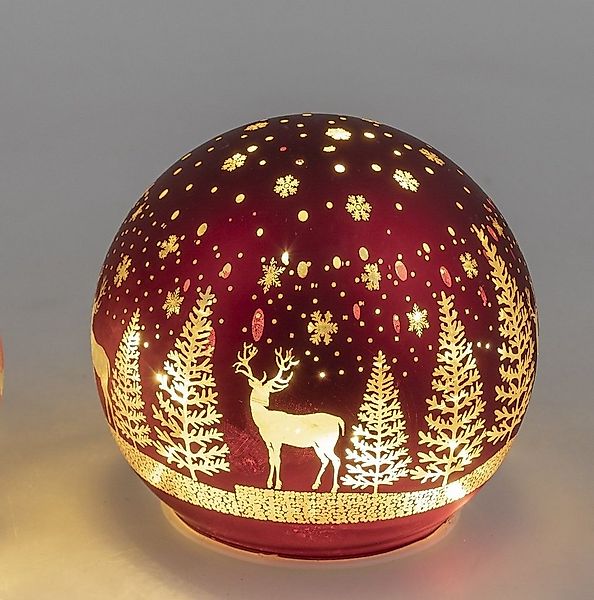 formano Weihnachtsbaumkugel Deko Kugel Licht rot mit Hirsch und Bäume LED-L günstig online kaufen