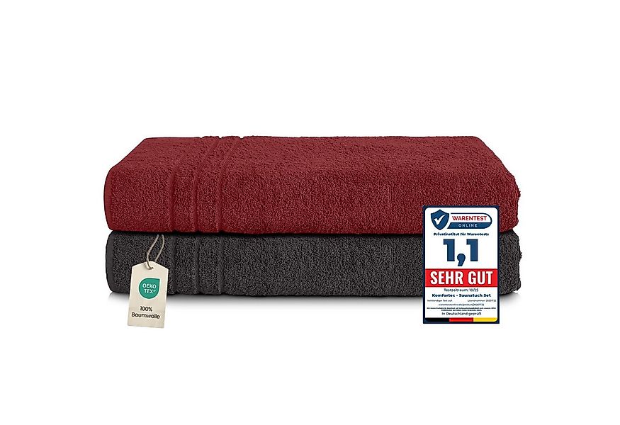 Komfortec Saunatuch Frotte aus 100% Baumwolle, Frottee (Packung, 2-St), 80x günstig online kaufen
