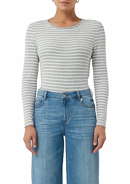 comma casual identity Langarmshirt, gestreift, figurbetont, casual, Rundhal günstig online kaufen