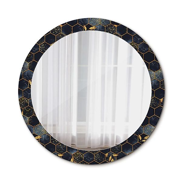 Tulup Spiegel mit Aufdruck Sechseckiger Marmor 90x90 cm Runder Spiegel mit günstig online kaufen