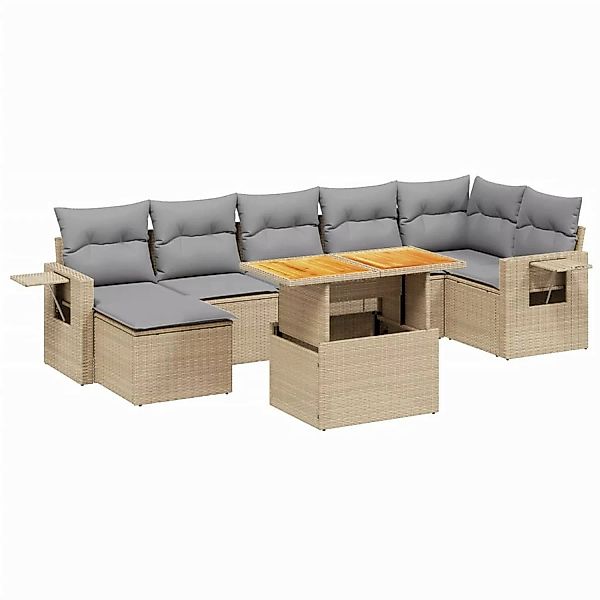 vidaXL 8-tlg Garten-Sofagarnitur mit Kissen Beige Poly Rattan Modell 297 günstig online kaufen