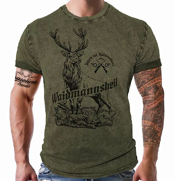 LOBO NEGRO® T-Shirt für Jäger im Washed Look: Waidmannsheil - Jagen ist Nat günstig online kaufen