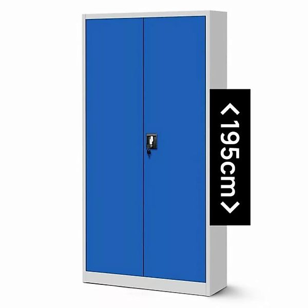 Jan Nowak Aktenschrank Aktenschrank Stahlschrank grau-blau 195x90x40 günstig online kaufen