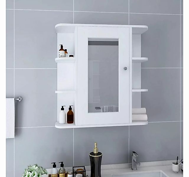 vidaXL Badezimmerspiegelschrank Bad-Spiegelschrank Weiß 66x17x63 cm MDF (1- günstig online kaufen