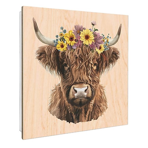 Banjado Schlüsselkasten mit Holzfront 30x30cm Weiß Scharnier Links 50 Haken günstig online kaufen