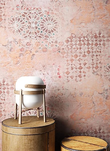 Newroom Vliestapete, Orange Tapete Industrial Beton günstig online kaufen
