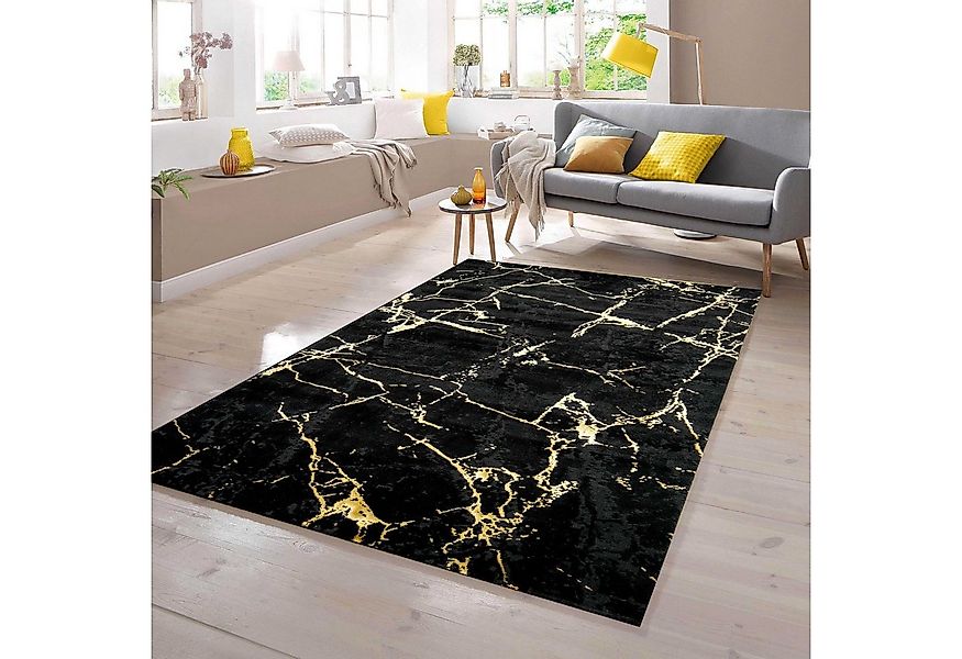 TeppichHome24 Teppich Teppich Design Wohnzimmerteppich Marmor Optik in schw günstig online kaufen