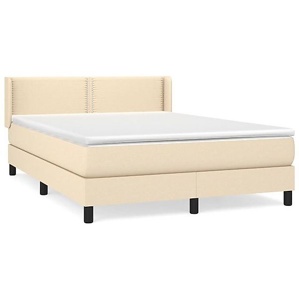 vidaXL Boxspringbett Boxspringbett mit Matratze Creme 140x200 cm Stoff Bett günstig online kaufen