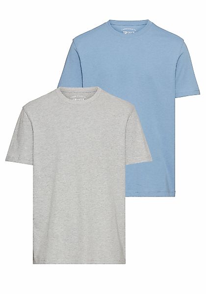 Mans World Rundhalsshirt, Kurzarm, Basic-Stil, aus Baumwollmischung, 2er-Pa günstig online kaufen