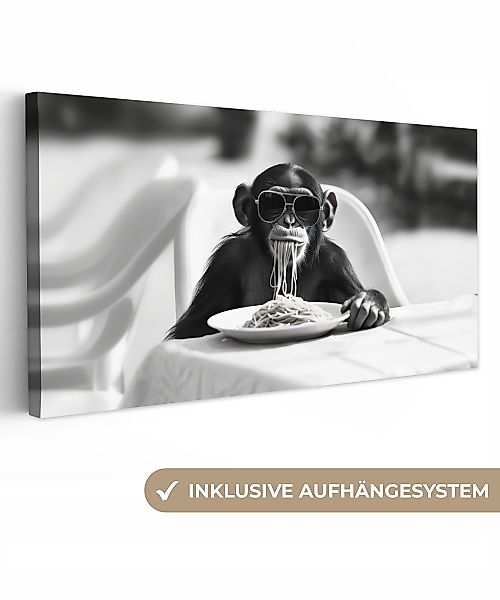 OneMillionCanvasses® Leinwandbild Panorama Affe - Spaghetti günstig online kaufen