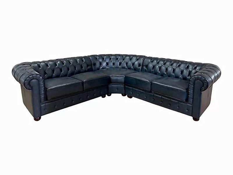 Salottini Ecksofa Chesterfield Ecksofa Aberdeen Leder BLAU Eckcouch, 3 Teil günstig online kaufen