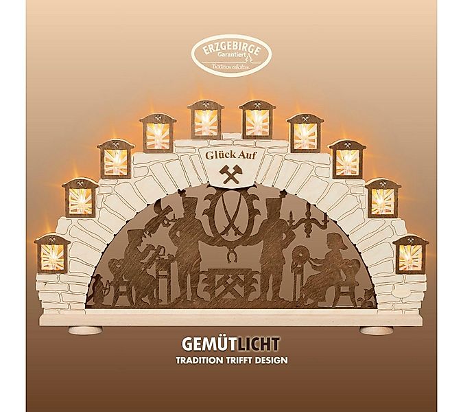 Weigla LED Schwibbogen Erzgebirge, Bergmann, Holz Lichterbogen, NATUR-BRAUN günstig online kaufen