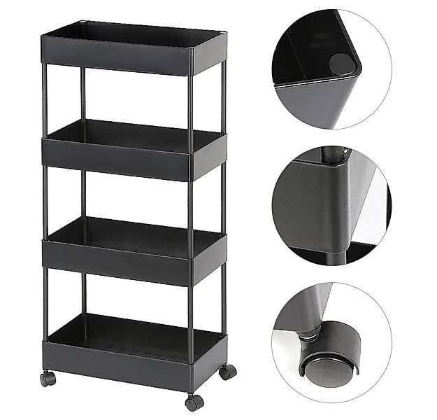 JEOBEST Küchenwagen Küchenregal auf Rollen, Platzsparendes Badregal und Küc günstig online kaufen