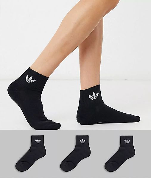 adidas Originals – Schwarze Socken mit Dreiblatt-Logo im Multipack günstig online kaufen