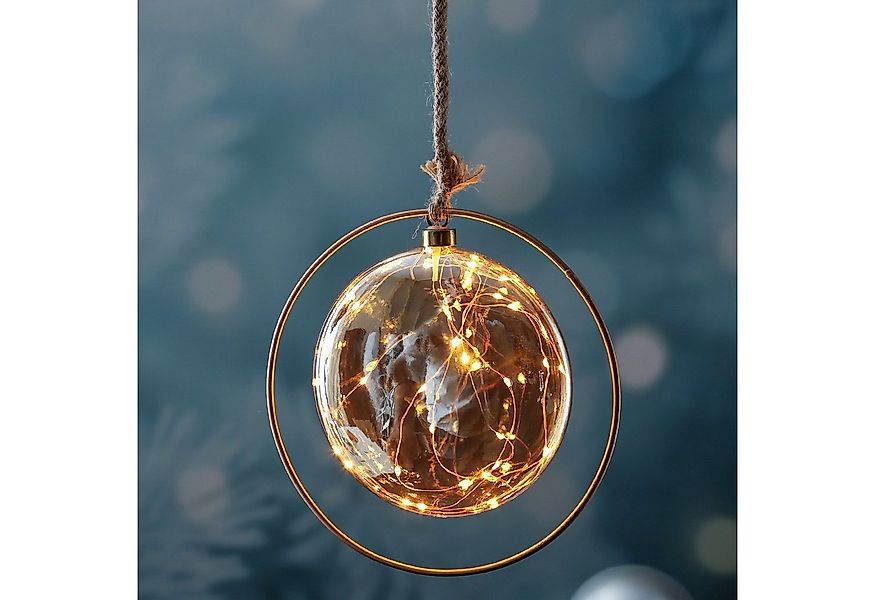 MARELIDA LED Dekolicht LED Glaskugel im Ring Deko Kugel Juteseil LED Kreis günstig online kaufen