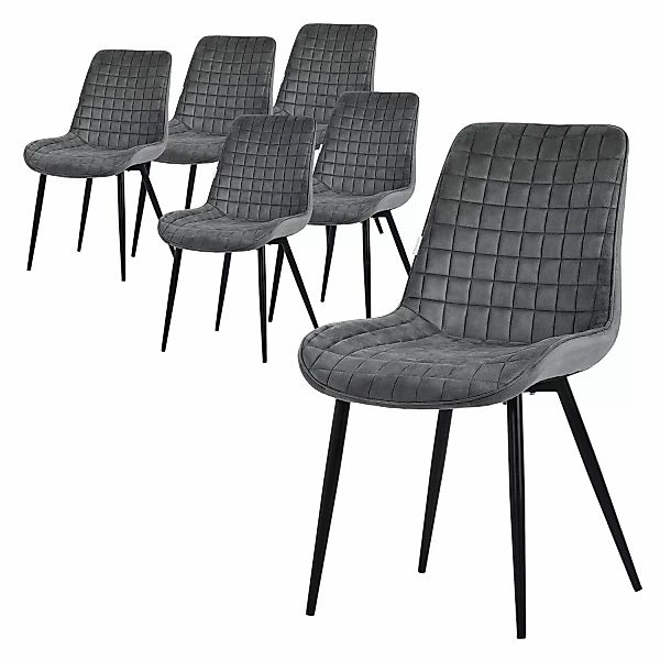 ML-Design Esszimmerstühle 6Er Set Anthrazit Sitzfläche aus Samt mit Rückenl günstig online kaufen