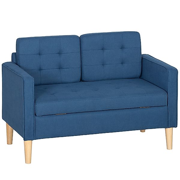 HOMCOM 2 Sitzer Sofa, Couch mit Stauraum, Holzbeine, Gepolsterter Polsterso günstig online kaufen