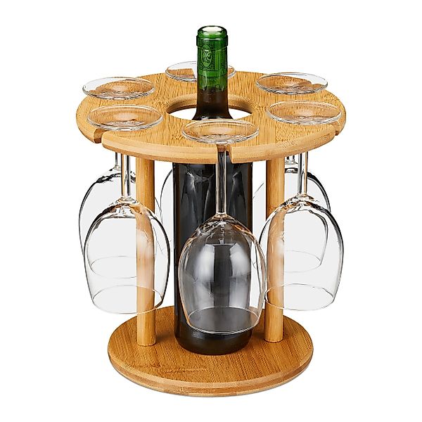 relaxdays Gläserhalter Weinglashalter Bambus für 6 günstig online kaufen