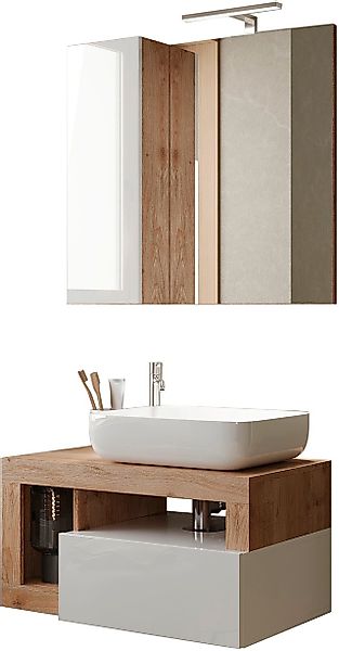 welltime Badmöbel-Set »Hamburg, Badezimmerset 2tlg. Breite 79 cm, Badmöbel, günstig online kaufen