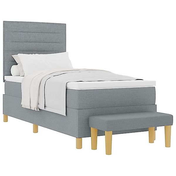 vidaXL Bett Boxspringbett mit Matratze & Bank Hellgrau 90x200 cm Stoff (2-t günstig online kaufen