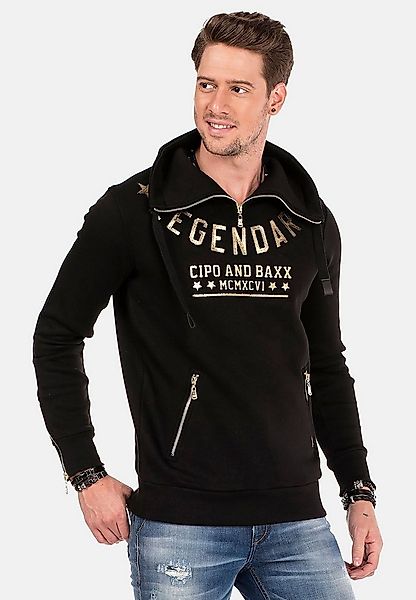 Cipo & Baxx Sweatshirt Sweatshirts (1-tlg) mit Zipper-Kragen und 3D-Schrift günstig online kaufen