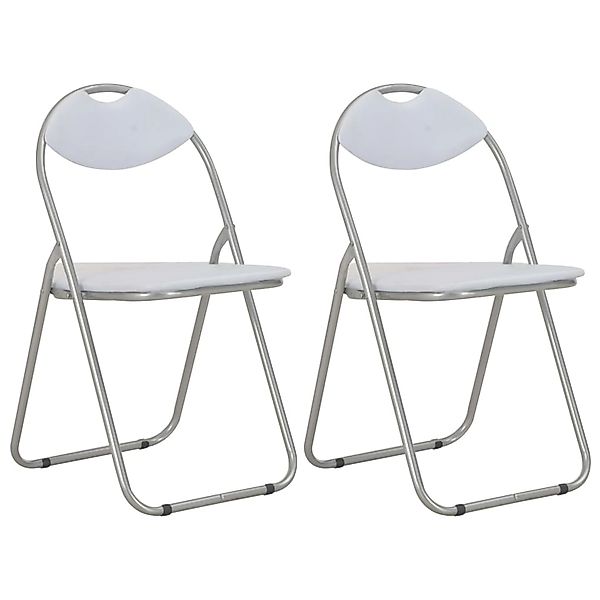 vidaXL Klappbare Esszimmerstühle 2 Stk Weiß Kunstleder 284408 günstig online kaufen